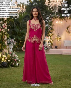 Purple Silk Pant Suit Bhandhani Dupatta Beaded Blouse <b>Shrugs</b> Floor Length Traditional <b>Women's</b> Wedding Wear India Pakistan Style - Product Image 3