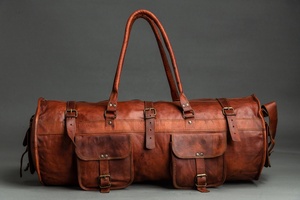 Hot Selling 100% Genuine Leather Duffel Storage Handbag Custom Portable Luxury Sport Weekend Business Travel Luggage <b>Bag</b> For <b>Men</b> - Product Image 5