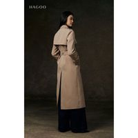 Manteau trench mi-long pour femme, double boutonnage, ceinturé, coupe-vent, tissé, formel, pour le quotidien, printemps-automne, vente en gros Vietnam B8081