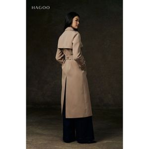 Gabardina de Mujer de Longitud Media, Cruzada, con Cinturón, Cortavientos, Tejida, Formal, para Viajes Diarios, Primavera Otoño [B8081] - Product Image 3