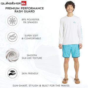 Chemise de surf Quiksilver pour homme, manches longues, blanche, respirante, protection solaire UPF50+, 100% polyester, pour adultes, avec impression de logo - Product Image 5