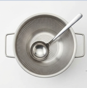 Colador de Acero Inoxidable con Asas y Cucharón, Tazón Colador de Metal Perforado para Cocina - Product Image 3