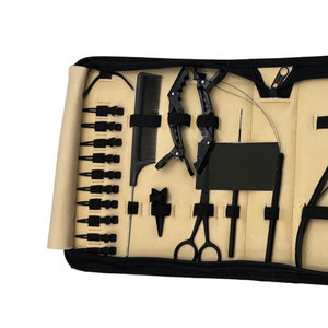 Professional Hair Extension Tools Kit with <b>Silicone</b> <b>Beads</b> in Black Brown and Beige Microlink Pliers Scissors Loop and Hook - Product Image 3
