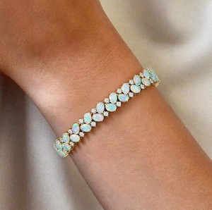 Pulsera de tenis de plata de ley chapada en oro con ópalo de fuego etíope para mujer, joyería de lujo elegante, regalo - Product Image 4