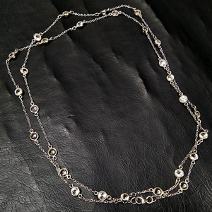 Natural White Topaz Gemstone Sterling Silver Beaded <b>Statement</b> <b>Necklace</b> 44'' Adjustable Bohemia Style Women's Gift - Product Image 6