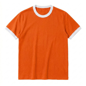 เสื้อยืดคุณภาพสูง คอตตอนวินเทจ แต่งขอบตัดกัน แขนสั้น สไตล์ลำลอง ขายส่ง - Product Image 1