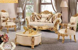 Juego de sofás de estilo indio clásico para el hogar, conjunto de sofás de madera real, diseño tradicional para sala de estar - Product Image 3