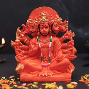 รูปปั้นเรซิน Panchmukhi hanuman ขนาด6นิ้วที่ทันสมัยสำหรับตกแต่งบ้านและวัดสินค้าของขวัญทางจิตวิญญาณสำหรับดิวาลิ - Product Image 1
