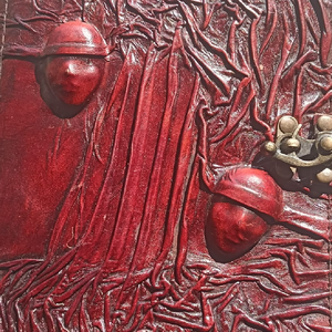 Handmade Pure Leather <b>Journal</b> with Handcrafted Artwork Vintage Leather <b>Notebook</b> Custom Handmade Leather Diary Wholesale Supplier - Product Image 5