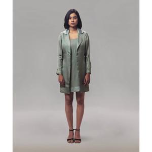 Trendy <b>Ladies</b> Georgette Knee Length Dress with Satin <b>Jacket</b> <b>Lightweight</b> Comfortable Casual Wear Fashion Clothing - Product Image 3