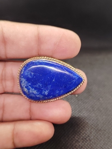 Natural <b>Lapis</b> <b>Lazuli</b> Brass Groove Pendant | Gold Plated Brass Gemstone Pendant | Handmade Jewelry | Wholesale Jewelry Manufactur - Product Image 4
