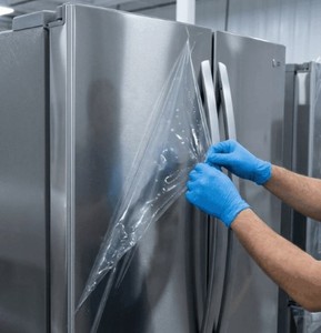 Film protecteur auto-adhésif en PE de fabrication coréenne, résistant à l'humidité, pour la protection des surfaces, longueur 200 m, largeur 1250 mm - Product Image 3