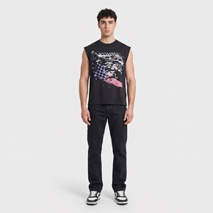 Black Graphic Printed Sleeveless T-Shirt Custom Cotton <b>Muscle</b> Tank Top Casual Streetwear Summer <b>Vest</b> - Product Image 1