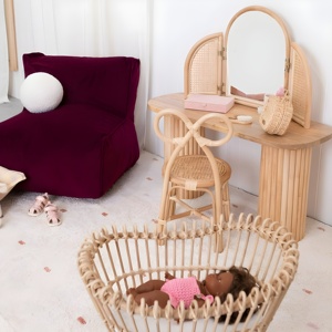 Adorable Rattan <b>Vanity</b> <b>Table</b> With Drawers Makeup <b>Dressing</b> <b>Tables</b> Set With <b>Mirror</b> for Bedroom OEM Accepted - Product Image 6