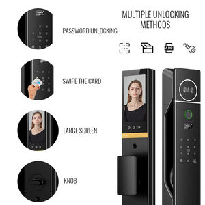 Kunci pintu Digital cerdas, dengan interkom Video Tuya, buka kunci otomatis, kunci pintar untuk rumah Villa apartemen, keamanan - Product Image 5
