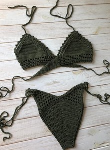 Traje de baño de punto, conjunto de bikini de ganchillo, 100% algodón. - Product Image 3