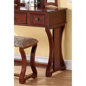 Moderno unico colore ciliegio MDF impiallacciatura camera da letto Set di vanità W/sgabello specchio pieghevole & cassetti 1pc trucco mobili vanità - Product Image 5