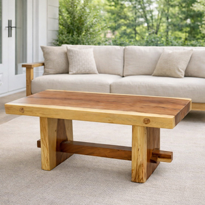 Mesa de Centro Recta de Madera Sua, Ecológica y Duradera, Estilo Rústico Moderno para Sala de Estar, Madera Sólida para Uso en Casa o Cafetería, Niwara - Product Image 6