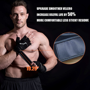 Fashion Sport Workout Fitness <b>Weight</b> Lifting <b>Gloves</b> PU Leather Half Finger Lace-Up Closure for Men and Women - Product Image 5