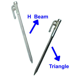 Estaca de camping de acero con alto contenido de carbono de 280 mm de longitud, tipo triángulo / viga en H - Product Image 3