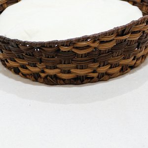 Cama Redonda Moderna y Ecológica para Perros y Gatos, de Mimbre Plástico Resistente, Transpirable, Lavable, con Relleno de Lana, para Dormitorio o Sala de Estar - Product Image 5