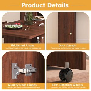 Set Tavolo da Pranzo Ovale Allungabile e Pieghevole con Credenza a Parete e Spazio di Archiviazione per Piccoli Appartamenti - Product Image 3