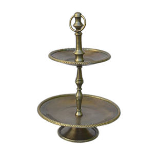 Luxury Metal Brass Serving <b>Cake</b> Stand Border Rope Design Metal Brass 2 <b>Tier</b> <b>Cake</b> Stand Tabletop for Restaurant & Hotel Decor - Product Image 1