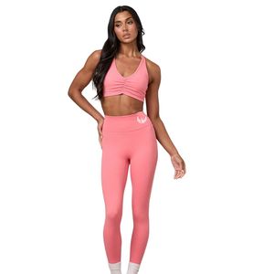 Women's Pink Contour Legging High Rise Stretch Fitness <b>Tights</b> Seam Detail Workout Pants Gymwear Activewear Fashion Wear - Product Image 1
