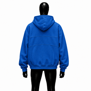 Sudadera con Capucha Azul Extra Grande PREMIUM para Hombre, Sudadera de Felpa de Algodón Azul Sólido, Estilo Casual, Corte Regular, Estilo Otoñal, RELAXE - Product Image 2
