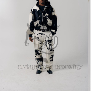 Pantalones Cargo de Cuero Vacuno Negro Blanco - Product Image 2