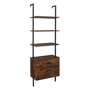 Libreria Industriale Vintage Nera con Cassetti in Legno e Struttura in Acciaio Opaco - Product Image 1