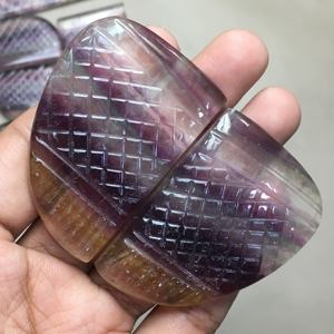 หินฟลูออไรต์คู่แกะสลักอัญมณีทรงหลังเบี้ยหลวมจี้เครื่องประดับขายส่งราคาต่อกรัมธรรมชาติ - Product Image 3