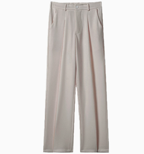 Men's Brown <b>Elastic</b> <b>Waist</b> Pleated Front Straight Wide Leg Pants Casual Drawstring Closure 100% Polyester Lightweight <b>Trousers</b> - Product Image 4