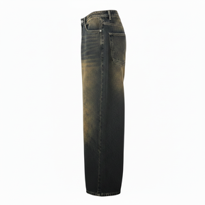 Men's High Waist Stonewashed Wide Leg Denim <b>Jeans</b> Breathable Casual Loose Fit Cotton Pants Autumn Style <b>Button</b> <b>Fly</b> - Product Image 4