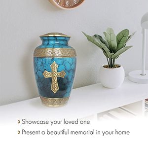 Recipiente para Cenizas Funerarias de Latón de Lujo Hecho a Mano para Adultos, Diseñado con un Atractivo Exterior Artístico y Elegante - Product Image 3