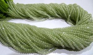 Cuentas de Prehnita Natural en Forma de Rondelle, Microfacetadas, Color Verde, 13 Pulgadas de Largo - Product Image 5