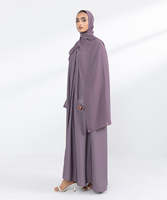 Abaya musulmane élégante violette avec hijab assorti, robe longue à manches longues, robe modeste pour femmes, tenue quotidienne, respirante et légère