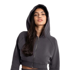 Custom OEM High Quality Casual Athletic Gym Wear Slim Fit Jacket Wholesale Womens <b>Cropped</b> <b>Zip</b> <b>Up</b> Hoodie - Product Image 1