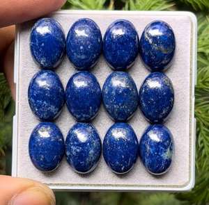Cabochons en Lapis Lazuli : Pierres précieuses ovales à dos plat de 10x14 mm - Product Image 2