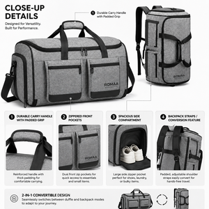 Nerlion Durable Casual Weekender Overnight Travel <b>Duffel</b> <b>Bag</b> for Men Shoe Compartment Canvas Material Zipper Closure Green - Product Image 4