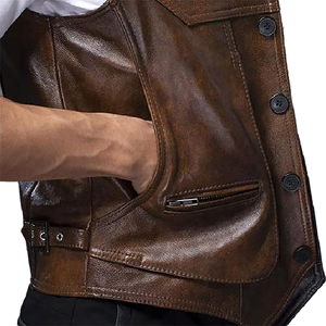 Chaleco de Cuero para Motociclista, Casual, Transpirable, para Hombre, de Cuero Vacuno Genuino, Diseño Personalizado, Servicio OEM - Product Image 3