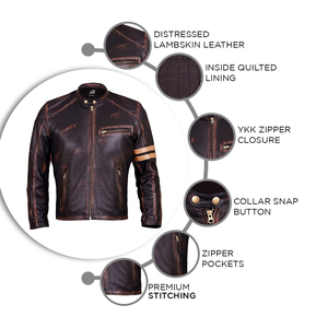 Veste en cuir pour motard au design optimal pour hommes, personnalisée / Veste en cuir d'agneau pour hommes / Veste en cuir matelassée - Product Image 6