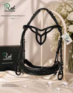 Bridon d'équitation confortable en cuir rouge et noir, souple et portable, design indien pour l'équitation d'endurance - Product Image 4