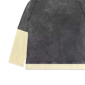 Camiseta de Manga Larga para Hombre, Doble Capa, Cuello Redondo, con Detalles en Contraste, Corte Holgado, 100% Algodón Tejido, Estilo Casual - Product Image 5