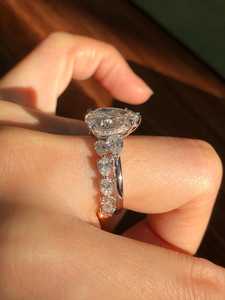 2CT Pear Cut Moissanite Luxury Dual Band Halo <b>Ring</b> Set Original 925 Silver Charm Gift For Partner Party Jewelry For Her - Product Image 6