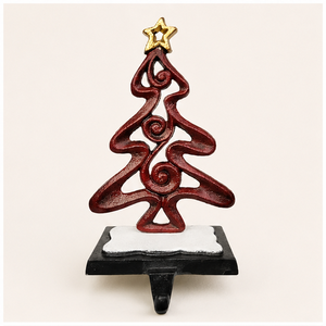 Heavy Duty Cast Iron Christmas Tree <b>Stocking</b> <b>Holder</b> For Mantel Weighted Decorative Metal <b>Stocking</b> Hanger With Hand-Painted Red - Product Image 3