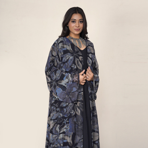 Abaya Holgada de Chifón con Lentejuelas, Silueta Fluida, Abertura Frontal, Manga Larga, Vestido Islámico Modesto para Mujer, Ramadán, Discoteca - Product Image 3