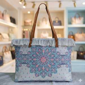 Bolso Tote de Lona con Flecos Estilo Bohemio, Gran Capacidad, Bolso de Hombro para Mujer, para Compras Diarias y Viajes - Product Image 3