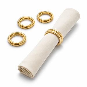 Gold Finished Brass Napkin <b>Rings</b> For Events Hotels Weddings Stylish Metal Napkin Holder For Classic Home Dining Decoration - Product Image 1