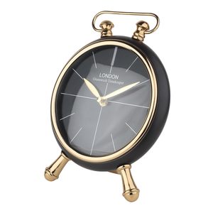 Timekeeper Square <b>Desk</b> <b>Clock</b> Gold Metal Silent Quartz Movement Art Deco Design Snooze Function - Product Image 1